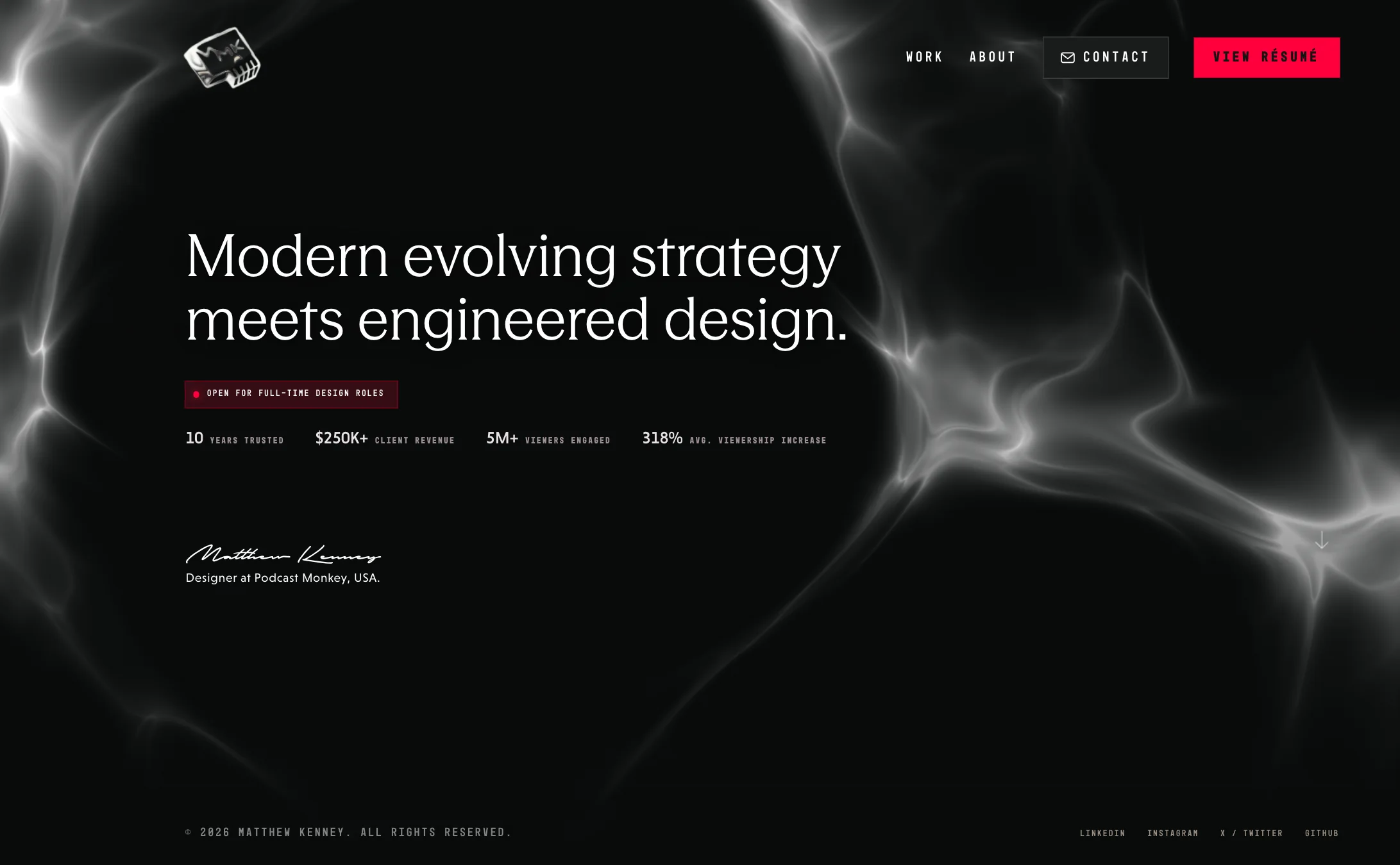 This site's own homepage hero, captured as the case study's plate.
