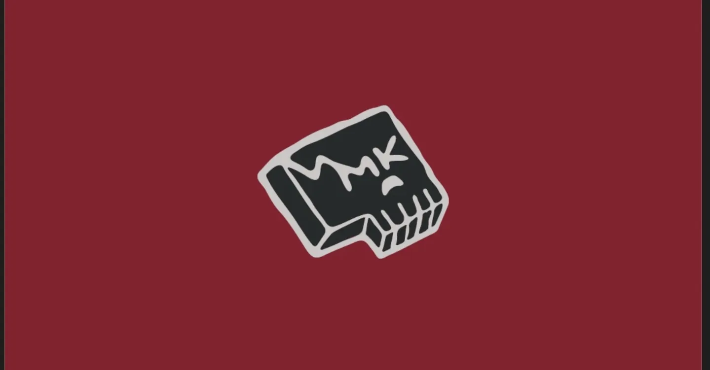 MKDC skull-key mark on maroon